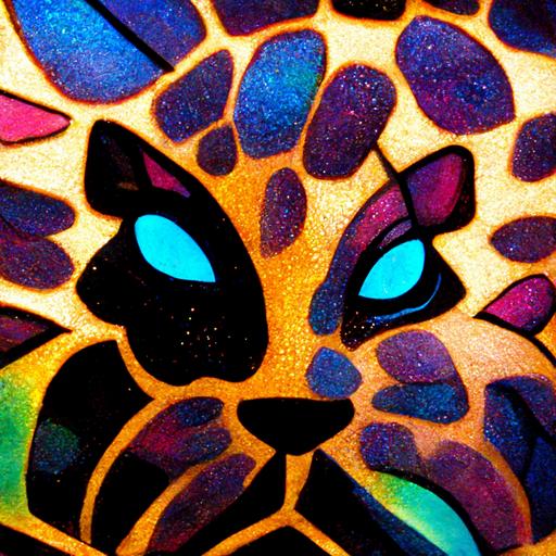 lisa frank leopard stained glass