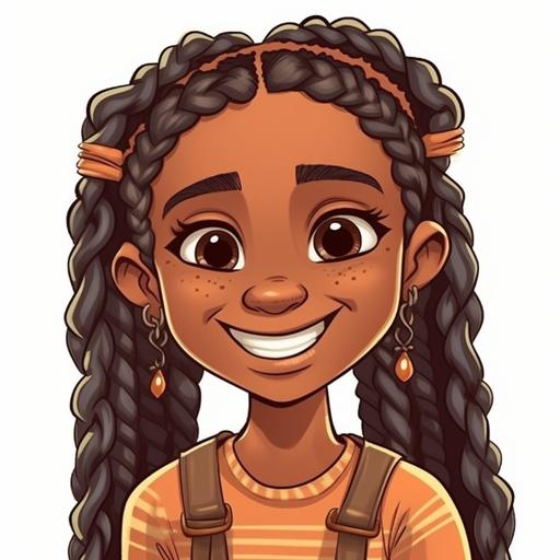 little black girl with braids cartoon --v 5 --q 2 --s 750