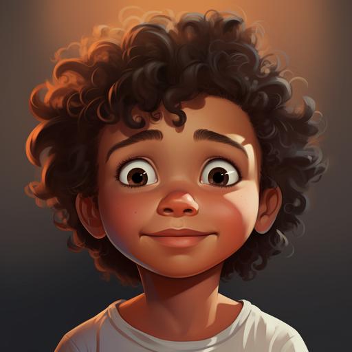 little boy, short brown curly hair, brown eyes, light brown skin tone, germs on teeth, cartoon style, detailed