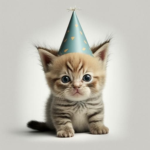 little cat with party hat