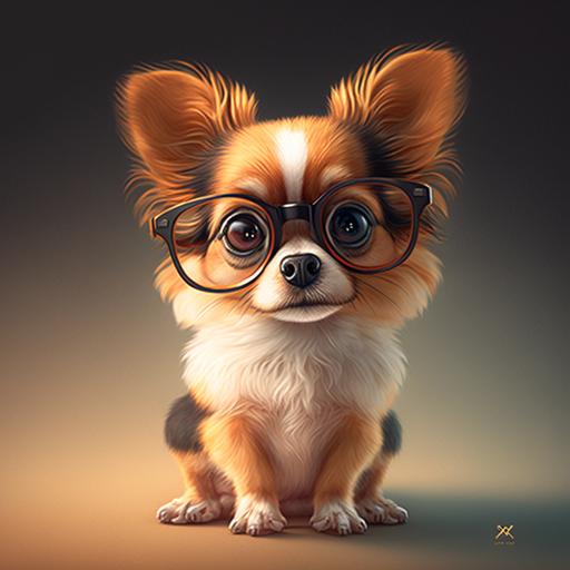 little dog with glasses cartoon--v4
