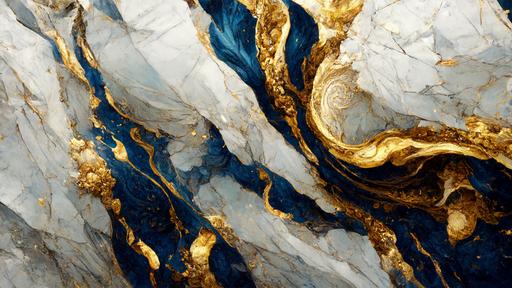 little gold, blue, marble style wallpaper, mixed --ar 16:9