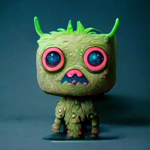 little monster sidekick, high detailed, photorealism, facial symmetry, in the style of justin roiland, rick and morty, chubby face cheeks, facing camera, thick eyebrows, Cartoon Network, Nickelodeon, elements of evil dark fantasy and cartoonish, dystopian background, acid green hair, concept art, character design, volumetric lighting, studio quality