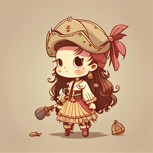 cute little pirate girl cartoon illustration soft colors --q 2 --upbeta --v 4