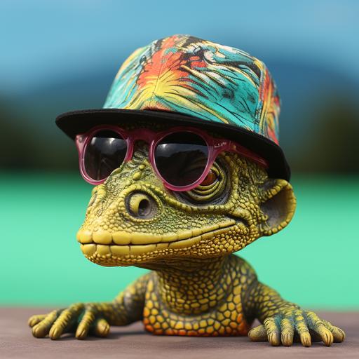 lizard person stoner with flat brimmed ball cap