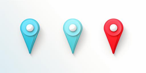 location pin icon set of four different colors, in the style of sketchfab, sky-blue and crimson, tagging-like marks, ricoh r1, commission for --ar 2:1