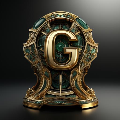 logo G.D.Arch. 3d letters with background piece of wood the font Gold and Green --s 750