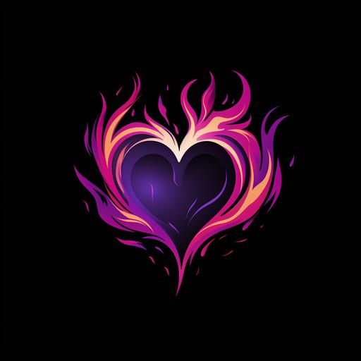 logo, Purple Heart flames, black background, J,