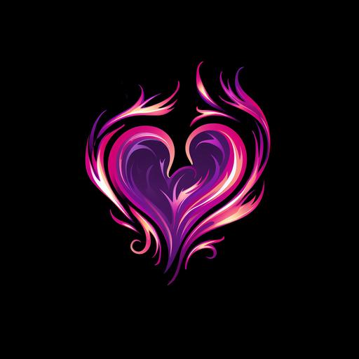 logo, Purple Heart flames, black background, J,