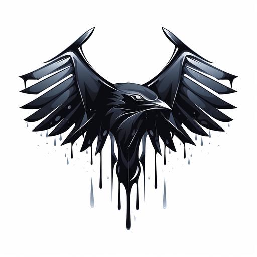 logo, Raven flying, geometrical, liquid dripping from logo