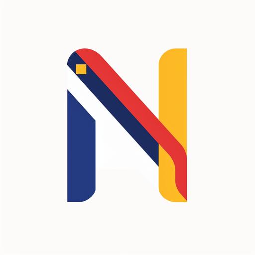 logo Simple fun stylized letter N icon. logo should be identified with values ​​such as respect, commitment and openness, happy, And that it should signal an integration between Norway and South-East Asia. simple logo Minimalism, with blue, red, yellow and white