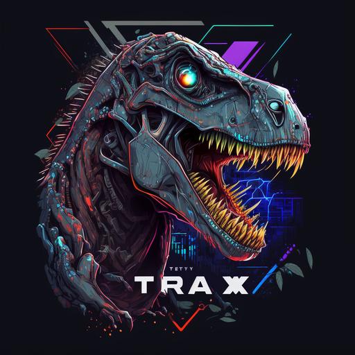 logo, TREX cyberpunk, gaming, play, vector