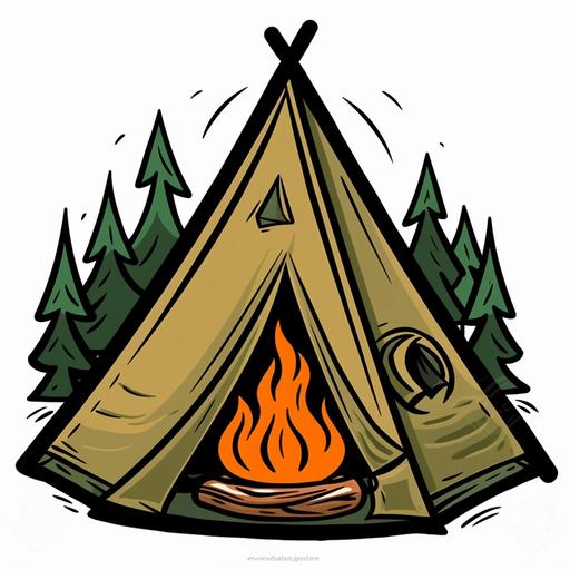 logo, camping tent , camp fire , summer camp, forrest --v 5 --q 2 --s 750