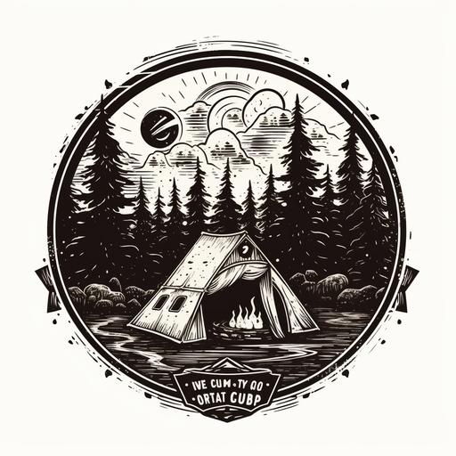logo, camping tent , camp fire , summer camp, forrest --v 5 --q 2 --s 750
