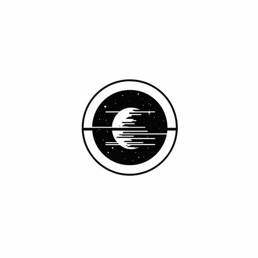 logo, death star, target, simple clean logo, black and white, minimalist, white background