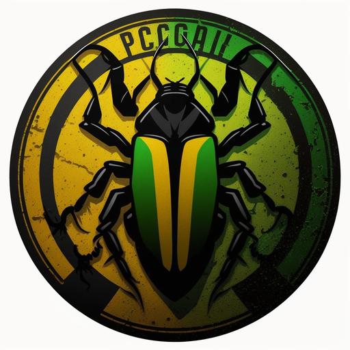 logo, flat, poison, insecticide, control pest, cockroaches, colors, yellow, black, green, white