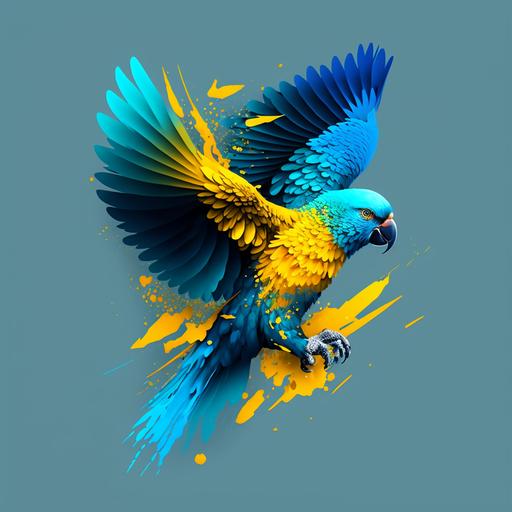 logo, flying, blue, yellow, parrot, budgie