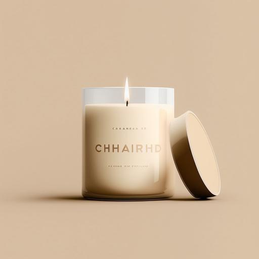 logo for a Parisian candles brand chic with beige colours minimalist letter Candle