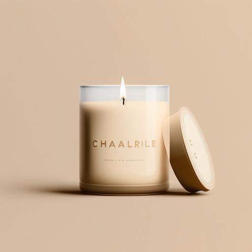 logo for a Parisian candles brand chic with beige colours minimalist letter Candle