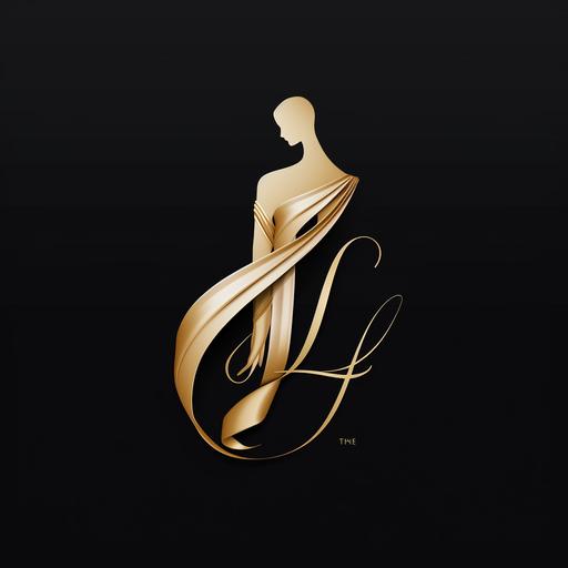 logo for a fashion couture busines, blowing fabrics in a maniqui art deco style ,with the leter J Y L in black white and gray a touch of gold