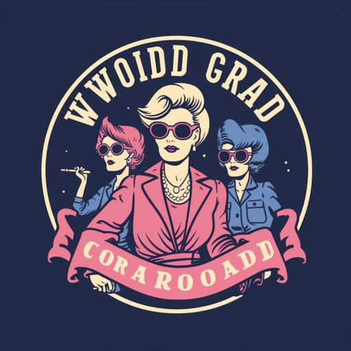 logo for a group of retired female middle school educators and para-educators called the Woodward Cool Gang;logo style