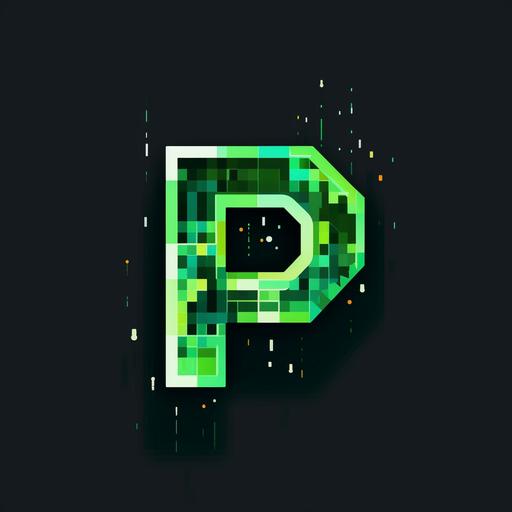 logo for a publishing house that is a 8-bit pixelated letter 