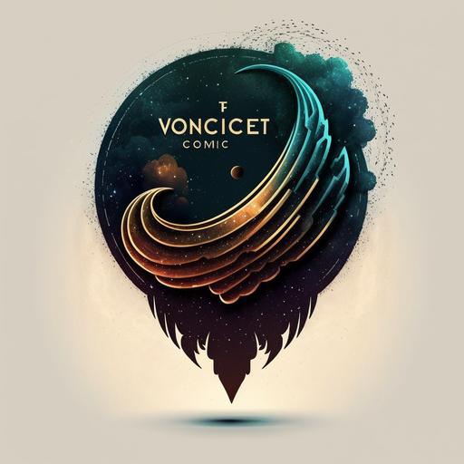 logo, heroic logo for sales representative communication, telephony, 2d, alchemical illustration, minimal texture for a company called Voice Comet, voice sound wave merged with a comet in flight