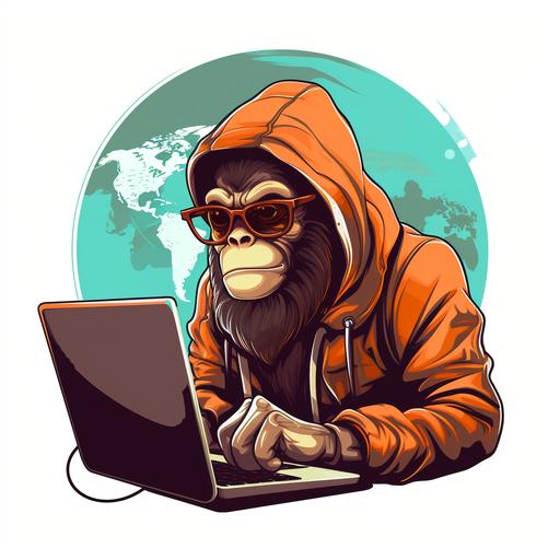 logo of a smart monkey on a computer