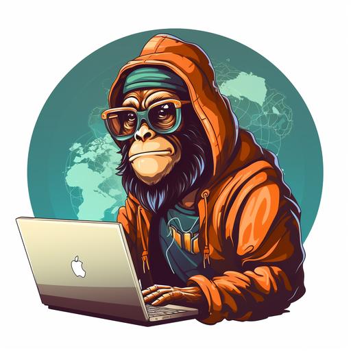 logo of a smart monkey on a computer