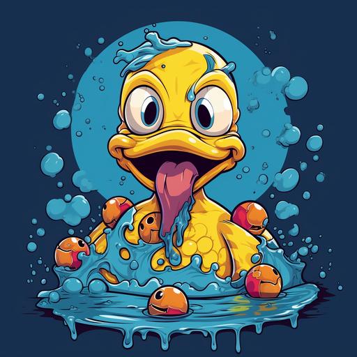 logo of a zombie rubber ducky, brains, vector graphic