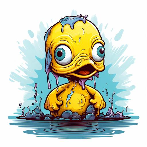 logo of a zombie rubber ducky, brains, vector graphic