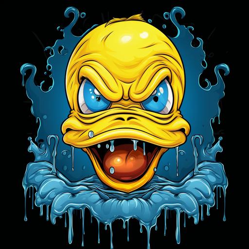 logo of an evil rubber ducky, brains, vector graphics