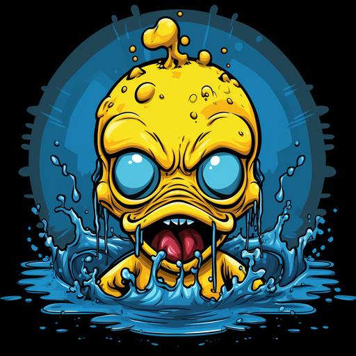 logo of an evil zombie rubber ducky, brains, vector graphic