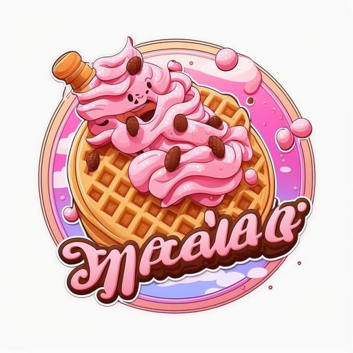 logo pink waffle cartoon desserts