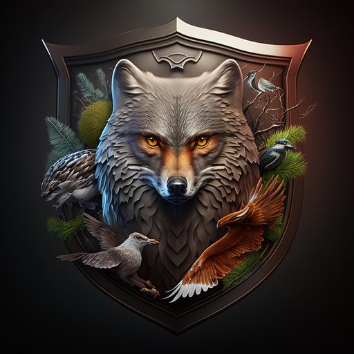 logo, shield, nature, animals, 3d, realistic