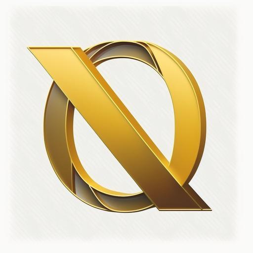 logo with the letter v in front of the letter Q, V overlapping the Q, the letter V is 1/2 of the letter Q, the letter Q is larger than the V, the Q covers the V, the logo is metallic yellow, the logo is related to real estate, draw logo on white paper
