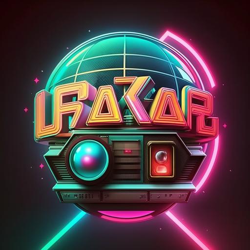 logotipo con la palabra RETROVISOR con imagen de una grabadora de los 80s y bola de cristal de discoteque muy realista