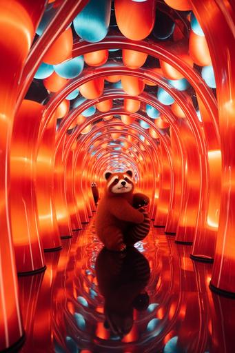 luminarium liminal space with red pandas --ar 2:3