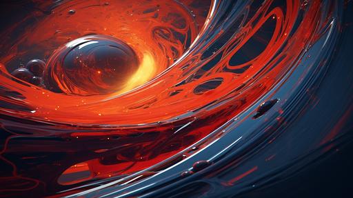 lumino kinetic, vray, syd mead concept colorful orange and red swirl, in the style of jessica rossier, 32k uhd, alan bean, poured, fluid, dark cyan and red, einar hákonarso --ar 16:9 --s 50