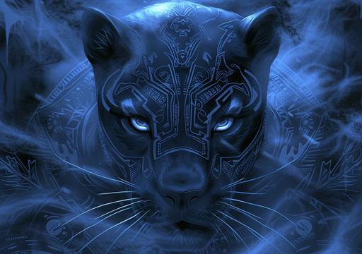 luminogram black panther logo art by ChrisWaikikiAI --ar 297:210 --v 6.0