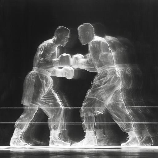 luminogram cartoon boxing match, action, movement --v 6.0 --s 750