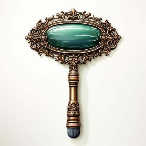 luxurious vintage hand makeup mirror watercolor clipart on white background --s 750