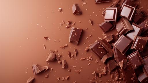 luxury background with small pieces of chocolate, concept spring, --ar 16:9 --v 6.0