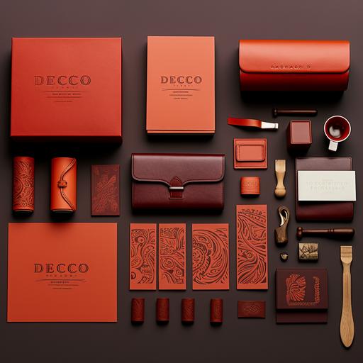 luxury branding for a brand called deseo cuco with brand colours of brown burnt orange and red