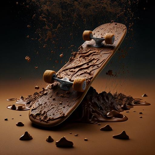 luxury skateboard caked in mud --v 4