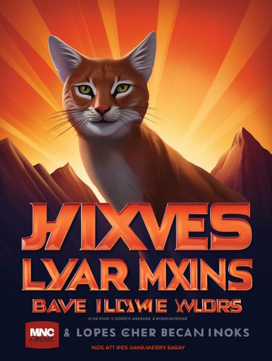 lynx | by mierlu ::0 , lynxes are the new super-powered cats, bold poster propaganda --ar 3:4 --style raw-5xOrG2Yje6fSb --no lion, tiger, cat, wolf