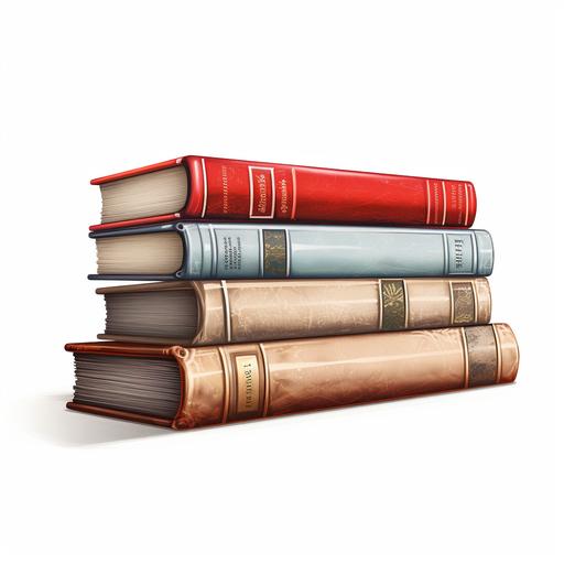 illustration of stack of 4 books, spine view, white background