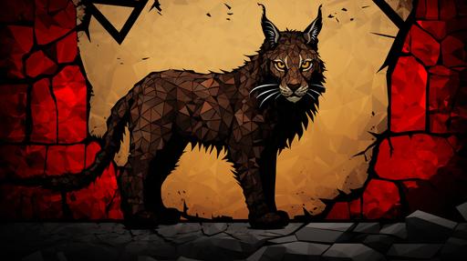 lynx, red and black grunge, art, abstract, edgy --style 7GnvQ2DeRK2i6I4UfhvlT2WBxvUpzTbQjzAdHNE --ar 16:9 --s 250