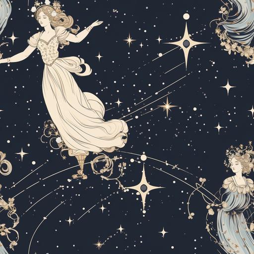 celestial astrology ornamental modern victorian queen pattern on toile minimal --tile