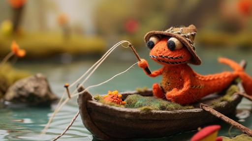 needle felted monster fishing --ar 16:9 --v 6.0